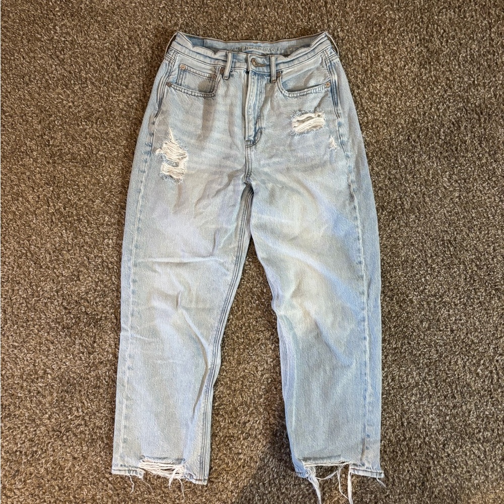 American Eagle Outfitters Blue Boyfriend Jeans Distressed High-Waisted
